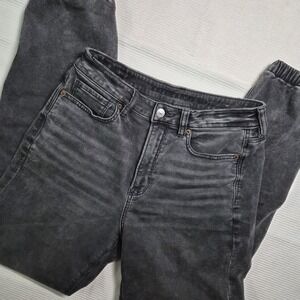 American Eagle Cozy Next Level Stretch Size 8 X Long Mom Jogger Black Grey Wash